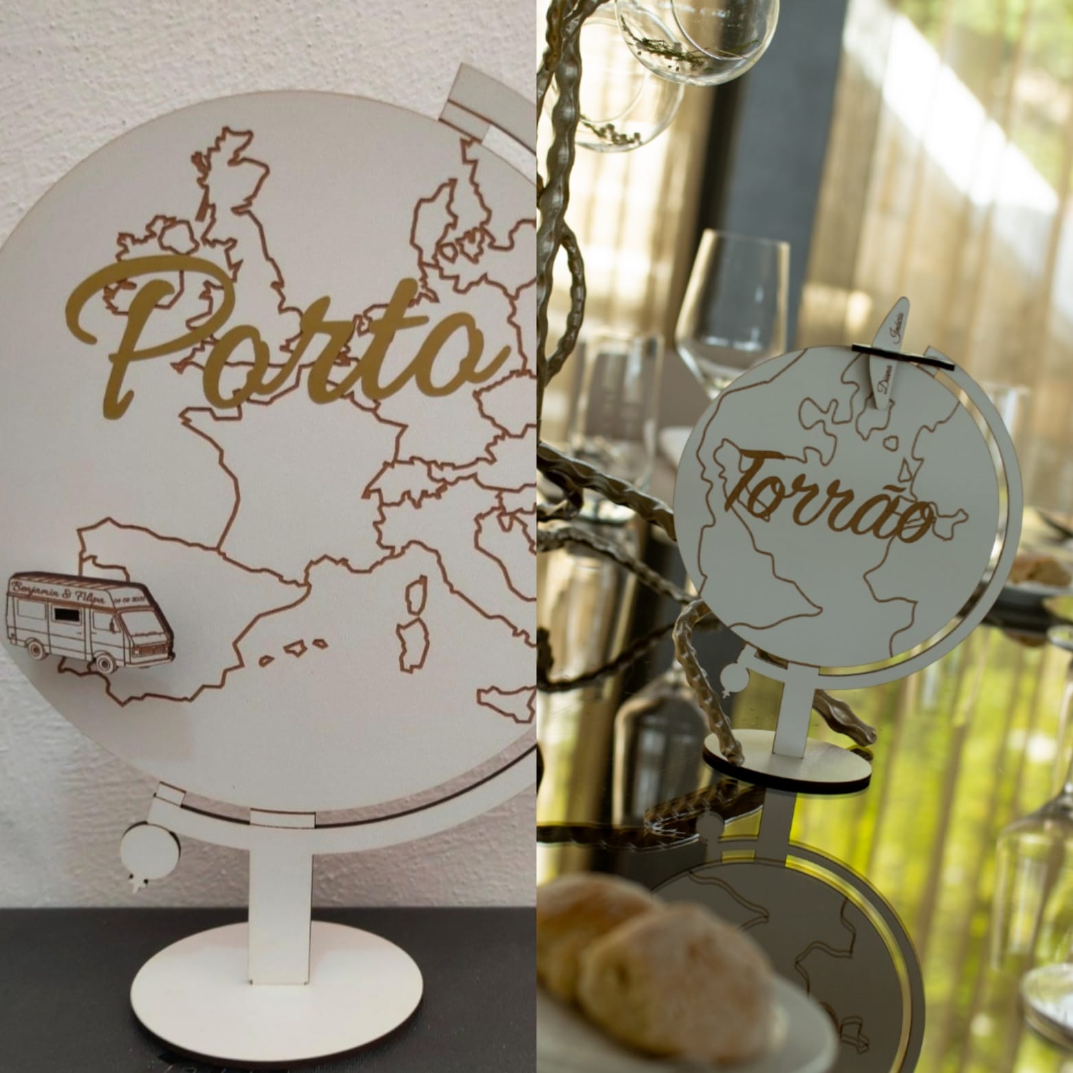 Marcador de Mesa Personalizado Globo Viagem