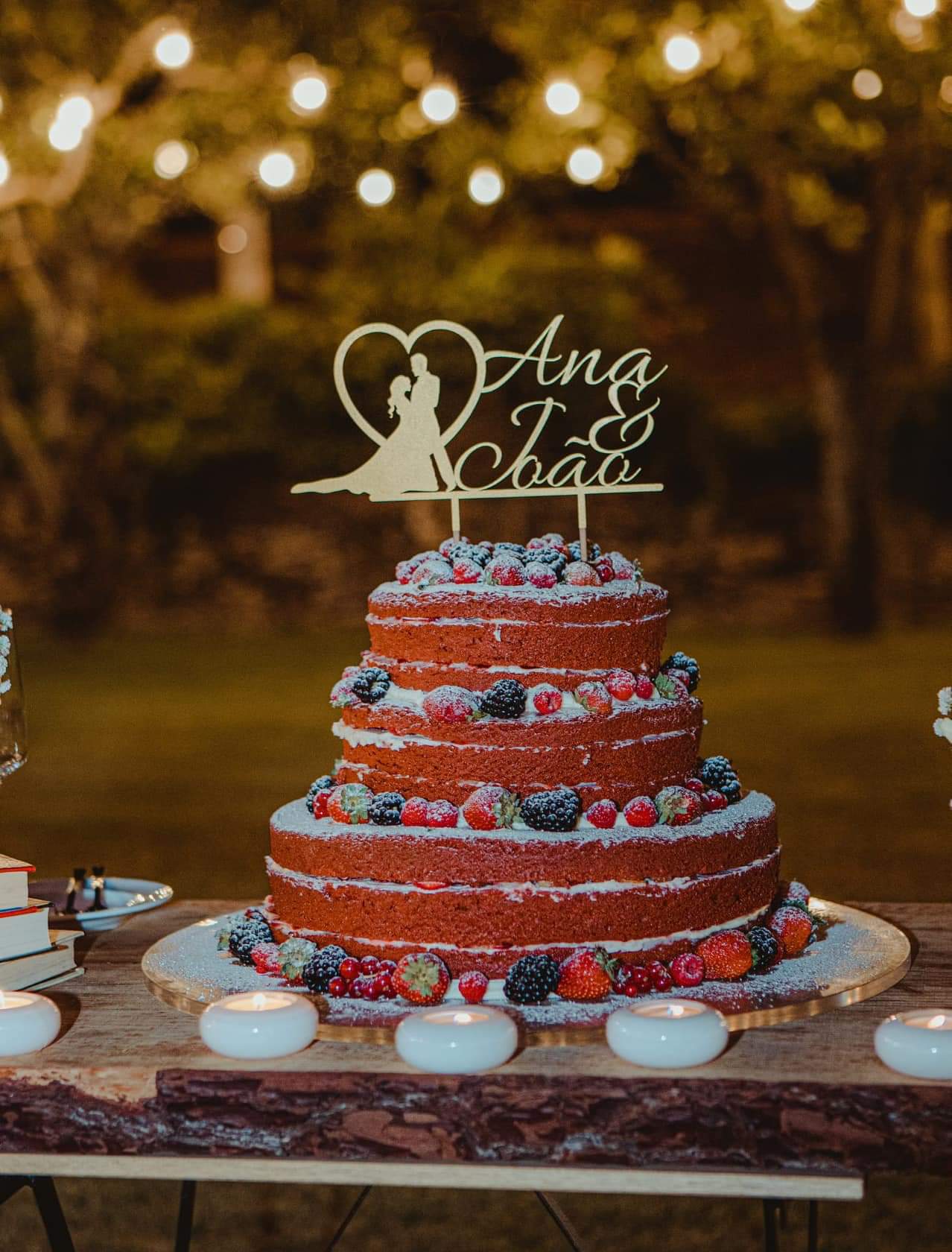 Cake top - heart bow couple